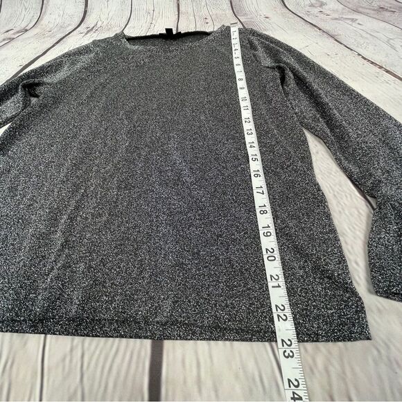 J.CREW grey silver metallic sparkle bell sleeve top, size M - Picture 12 of 14